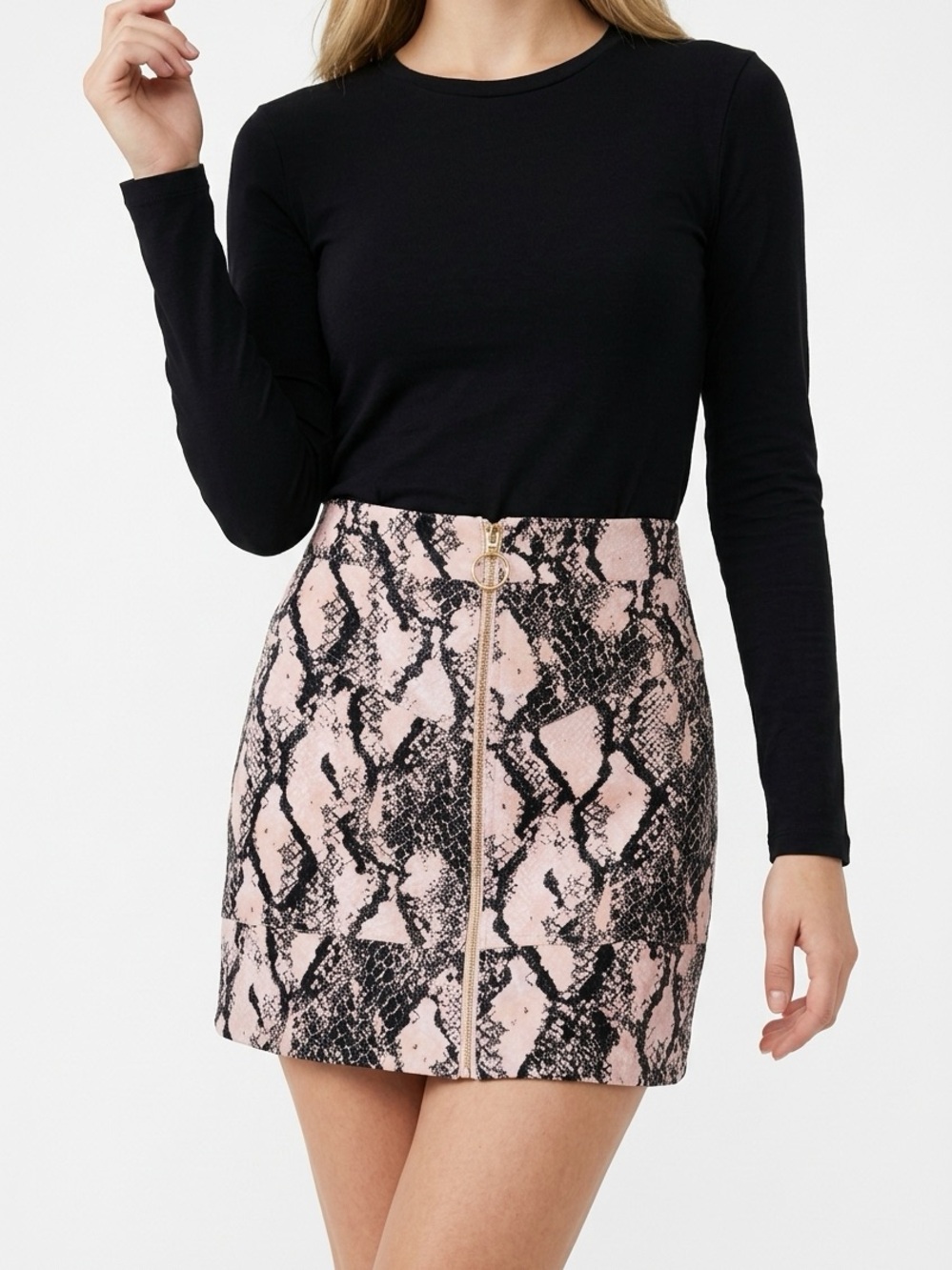 NBD X NAVEN | REVOLVE Pink Snake Print Zip-Front Mini Skirt NEW Women’s Size M